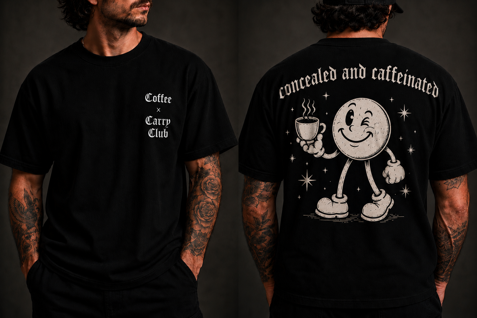 Coffee x Carry Club 'Smiley' Unisex Garment-Dyed T-shirt